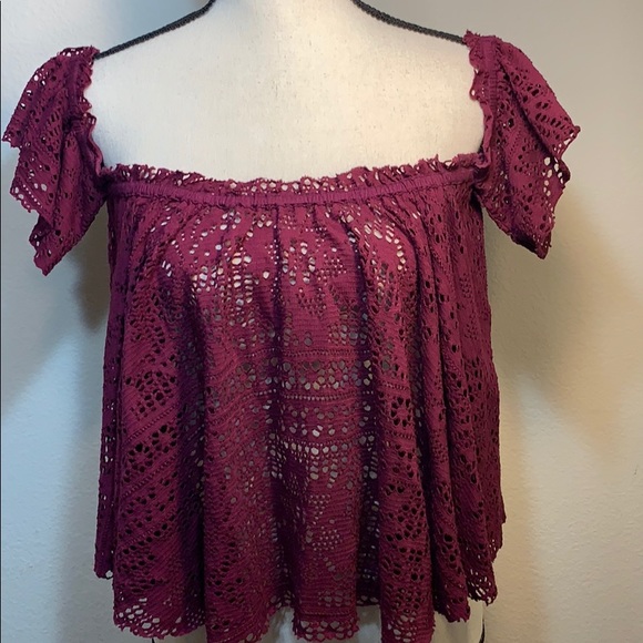 Free People Beach off shoulder lace cropped top - Picture 3 of 4